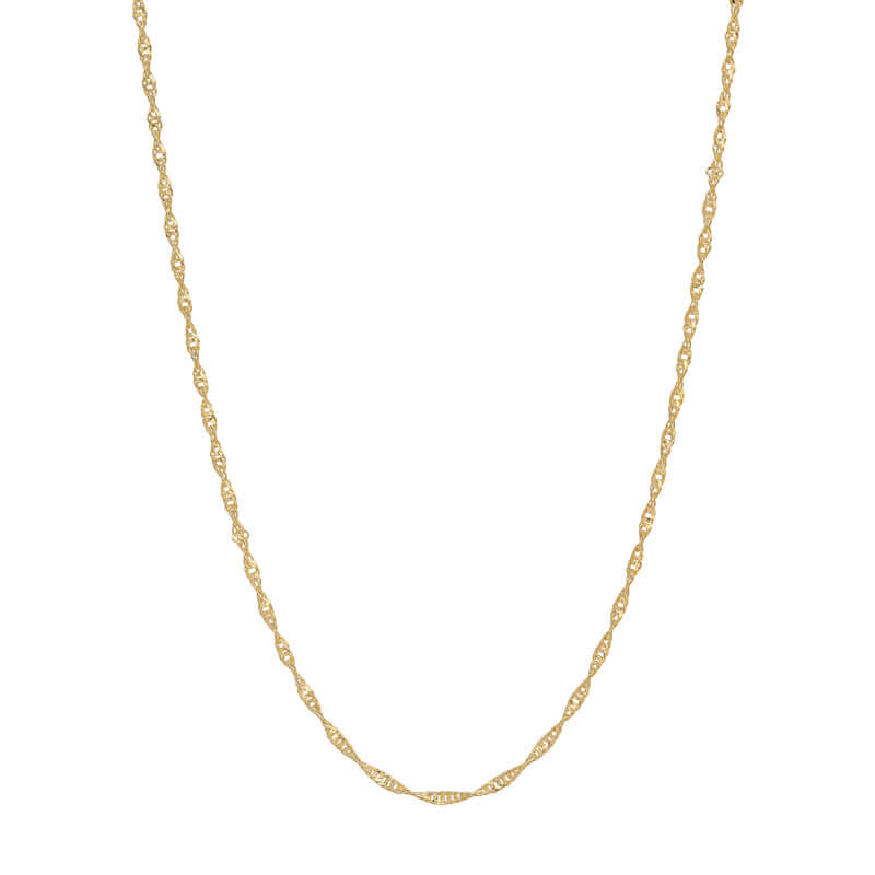 Cadena SINGAPUR con corte de diamante de 1,10 mm - 1,50 mm de oro amarillo o blanco macizo REAL de 14 quilates