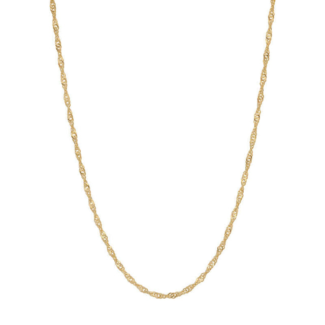14K REAL Solid Yellow or White Gold 1.10mm - 1.50mm Diamond Cut SINGAPORE Chain