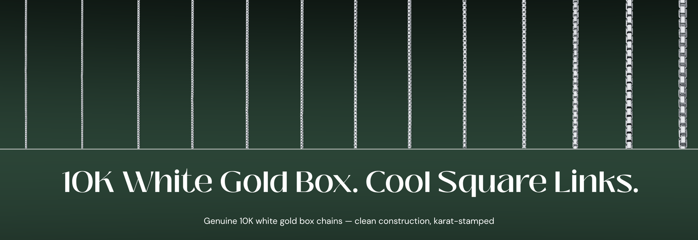 Italian 10K white gold box chains