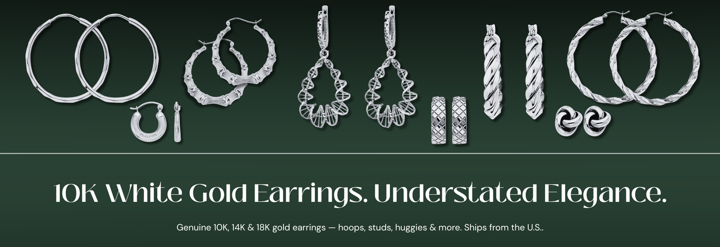 Italian 10K white gold earrings