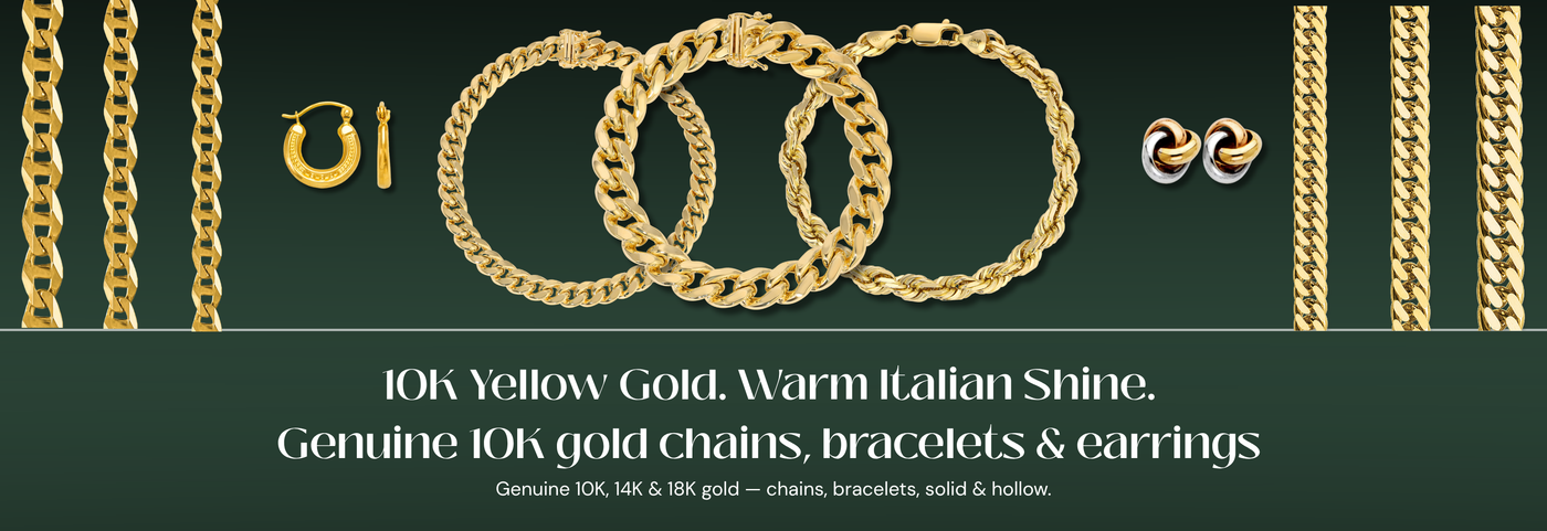 Italian 10K yellow gold jewelry collection