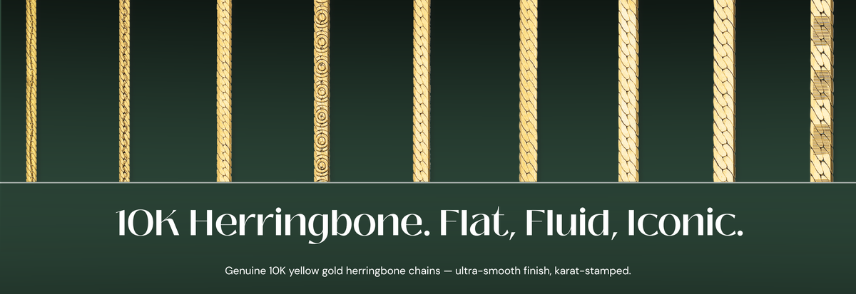 Italian 10K yellow gold herringbone chains