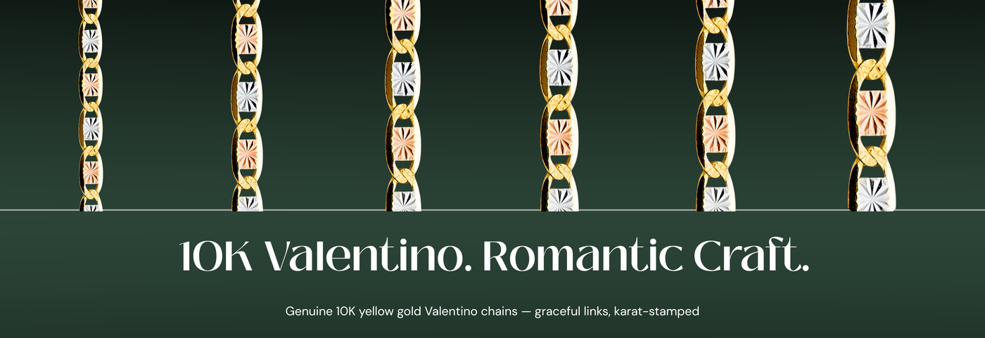 Italian 10K yellow gold Valentino chains