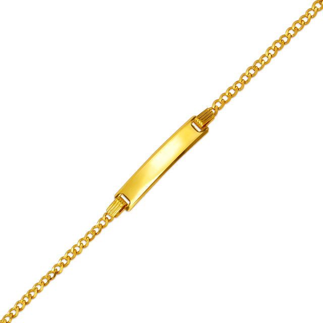 Pulsera de identificación de bebé con acera de 2,50 mm a 5,00 mm, color amarillo o blanco sólido de 14 quilates para niños