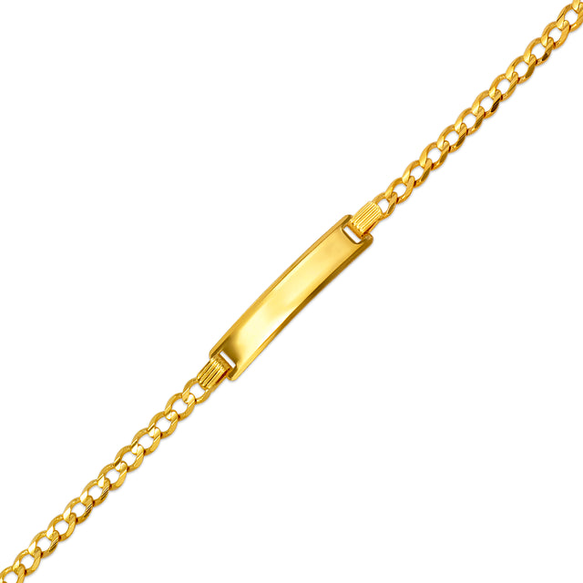 14K sólido amarelo ou branco pavimentado 2,50 mm-5,00 mm pulseira de identificação de bebê para crianças