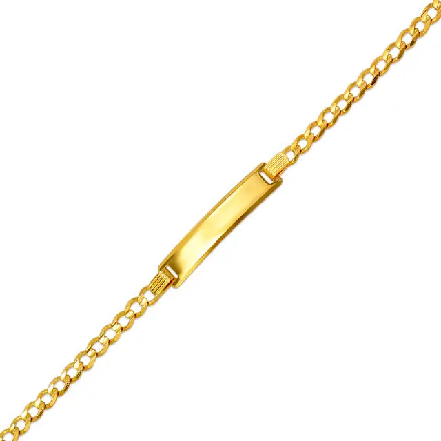 14K sólido amarelo ou branco pavimentado 2,50 mm-5,00 mm pulseira de identificação de bebê para crianças