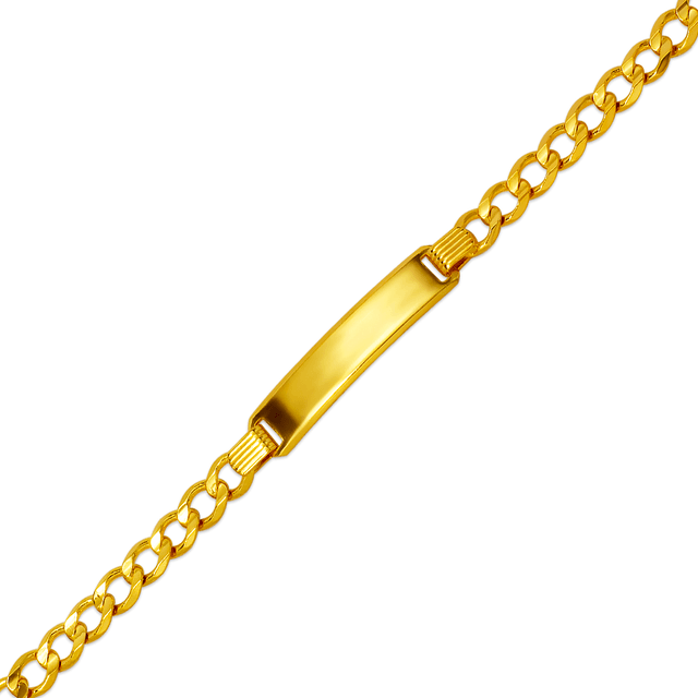 Pulsera de identificación de bebé con acera de 2,50 mm a 5,00 mm, color amarillo o blanco sólido de 14 quilates para niños