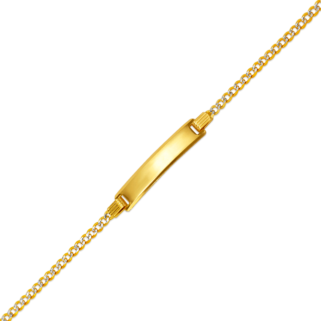 Pulsera de identificación de bebé con acera de 2,50 mm a 5,00 mm, color amarillo o blanco sólido de 14 quilates para niños