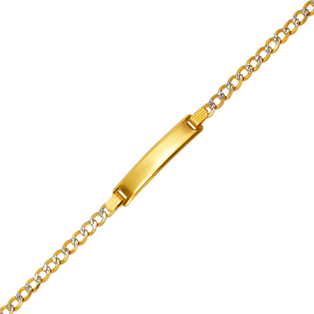 14K sólido amarelo ou branco pavimentado 2,50 mm-5,00 mm pulseira de identificação de bebê para crianças