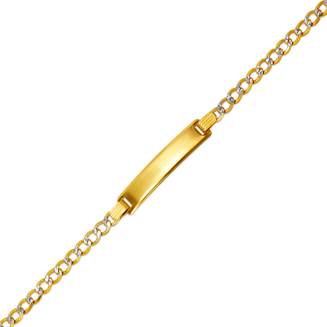 14K sólido amarelo ou branco pavimentado 2,50 mm-5,00 mm pulseira de identificação de bebê para crianças