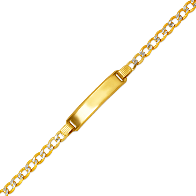 Pulsera de identificación de bebé con acera de 2,50 mm a 5,00 mm, color amarillo o blanco sólido de 14 quilates para niños