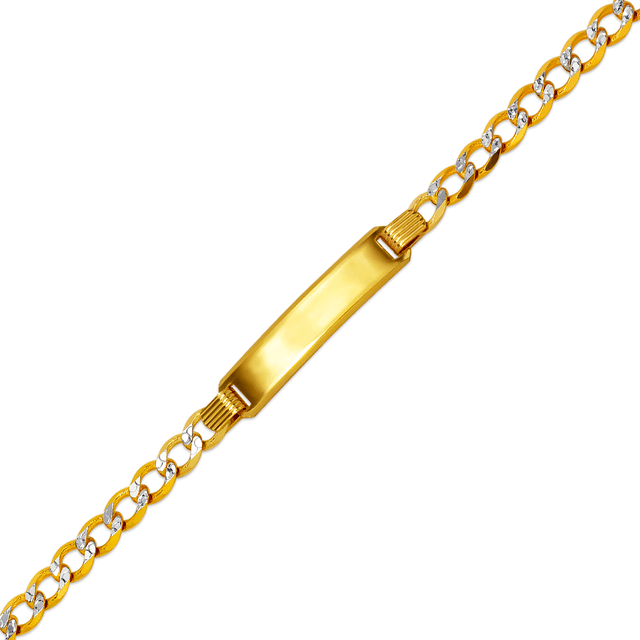 Pulsera de identificación de bebé con acera de 2,50 mm a 5,00 mm, color amarillo o blanco sólido de 14 quilates para niños