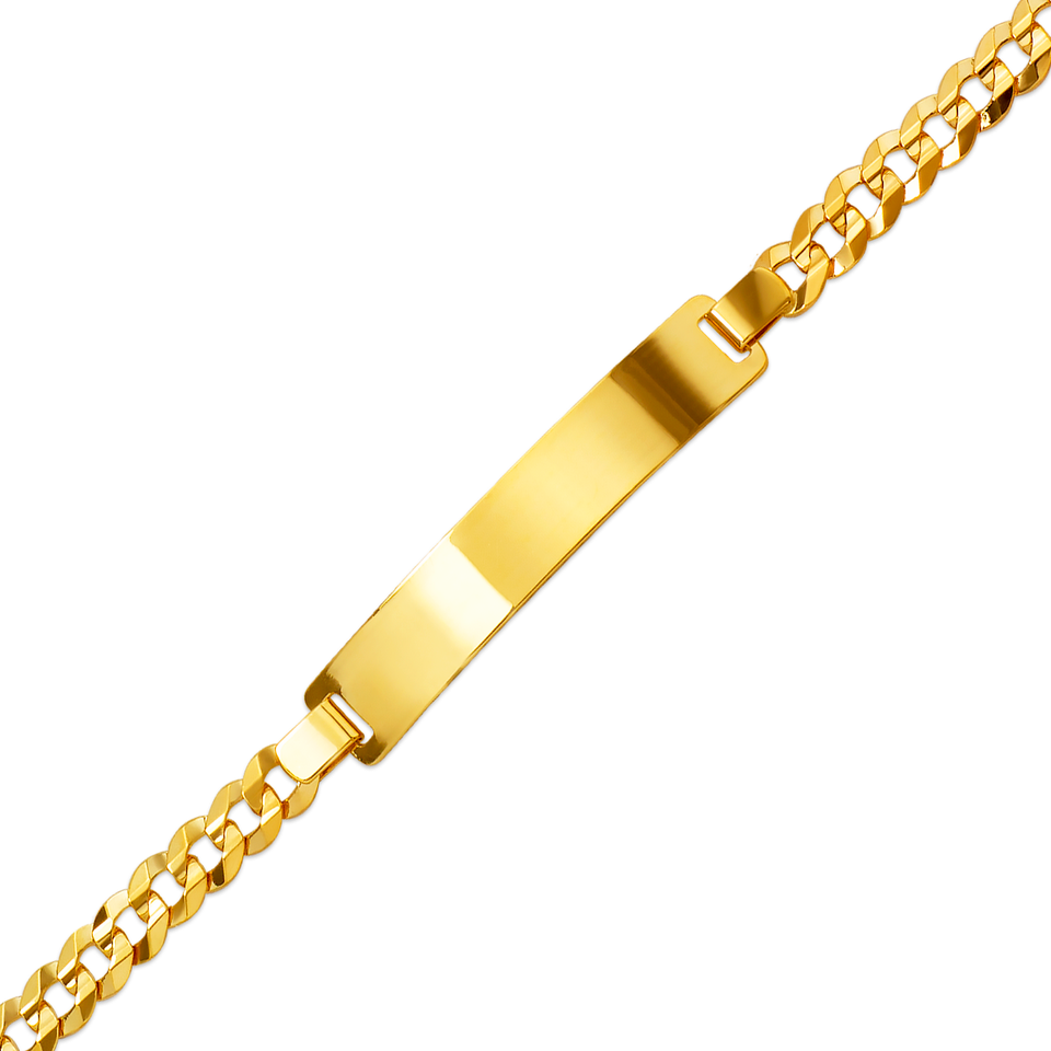 Pulseira de identificação de meio-fio amarelo ou branco sólido 14K