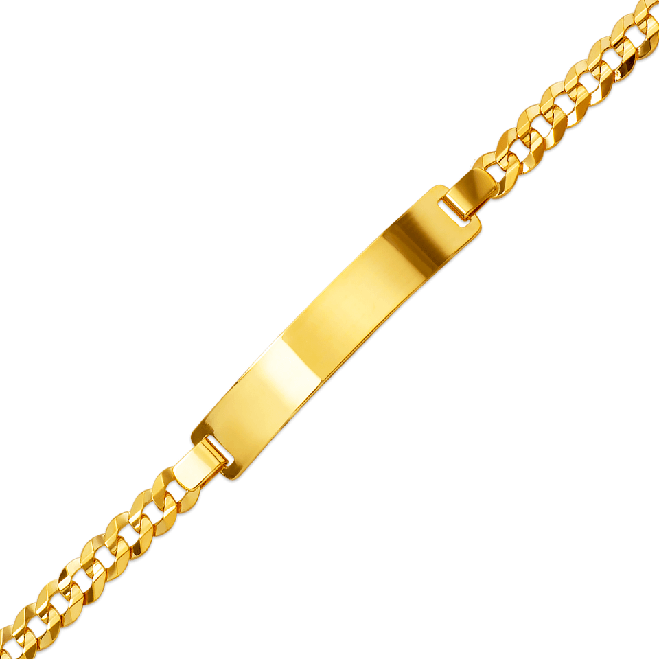 Pulseira de identificação de meio-fio amarelo ou branco sólido 14K