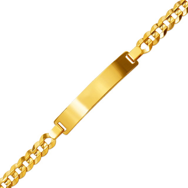 Brazalete de identificación con pavé de acera en amarillo o blanco macizo de 14 quilates