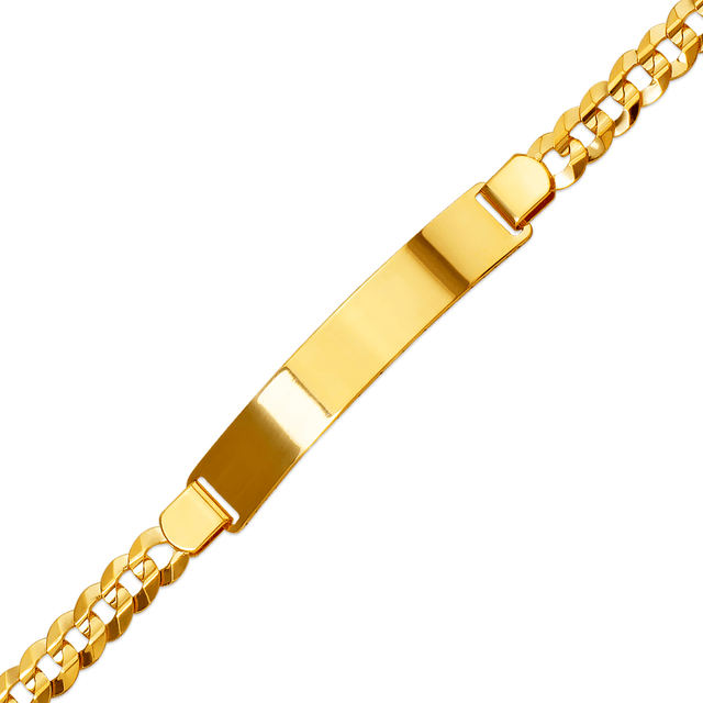 Brazalete de identificación con pavé de acera en amarillo o blanco macizo de 14 quilates
