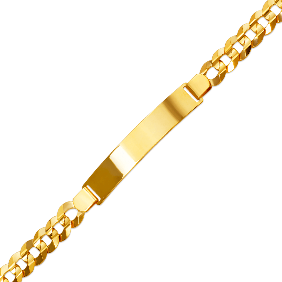 Pulseira de identificação de meio-fio amarelo ou branco sólido 14K