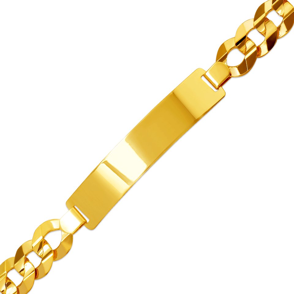 Pulseira de identificação de meio-fio amarelo ou branco sólido 14K