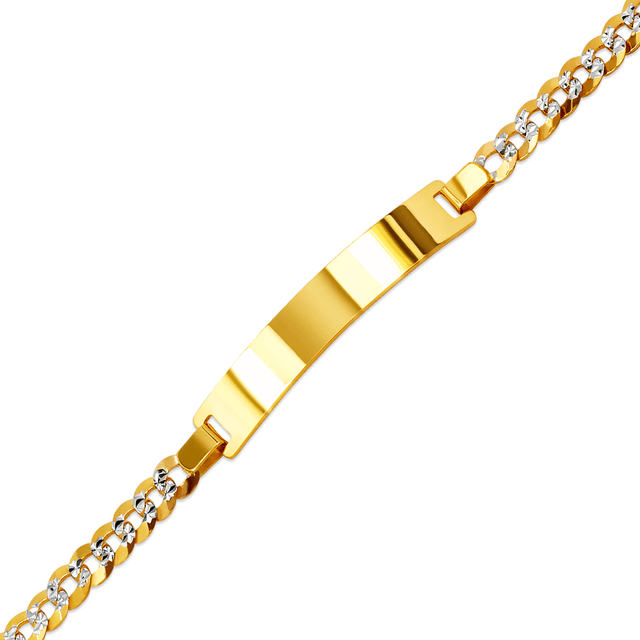 Brazalete de identificación con pavé de acera en amarillo o blanco macizo de 14 quilates