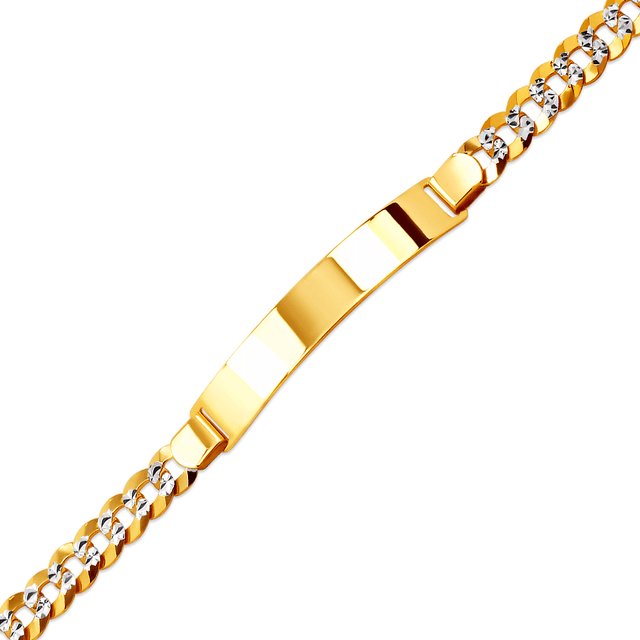 Brazalete de identificación con pavé de acera en amarillo o blanco macizo de 14 quilates