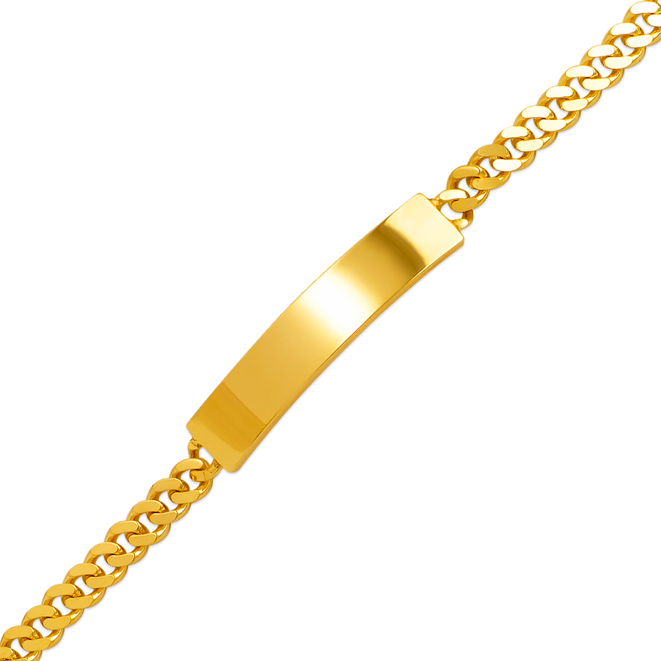 Pulseira de identificação de meio-fio amarelo ou branco sólido 14K