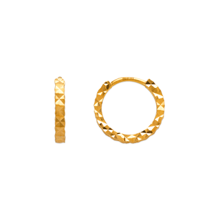 Brincos Huggies com corte de diamante de 12 mm em ouro amarelo OU branco 14K