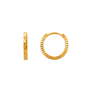 Brincos Huggies com corte de diamante de 12 mm em ouro amarelo ou branco 14K