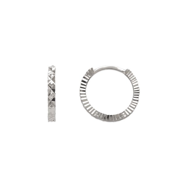 Brincos Huggies com corte de diamante de 12 mm em ouro amarelo ou branco 14K