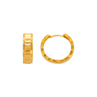 Brincos Huggies com corte de diamante de 13 mm em ouro amarelo ou branco 14K