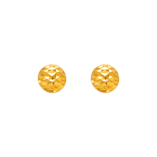 Brincos de bola curva com corte de diamante em ouro amarelo 14K