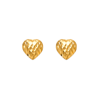 Brincos de coração com corte de diamante em ouro amarelo 14K