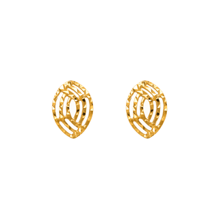 Brincos ovais com corte de diamante em ouro amarelo 14K