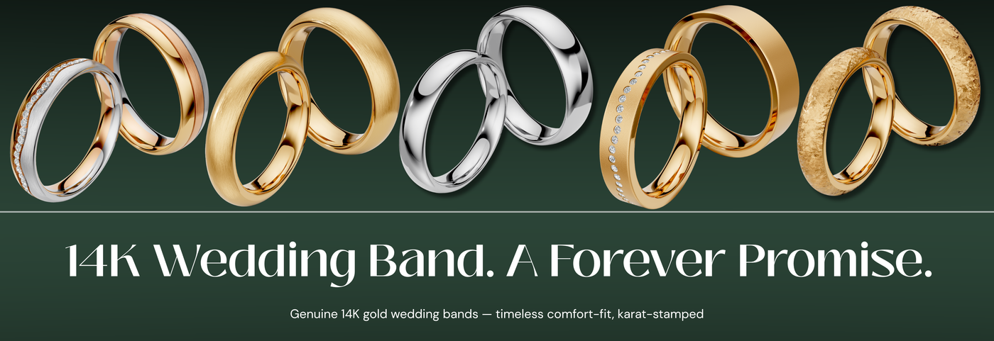 Italian 14K gold wedding bands
