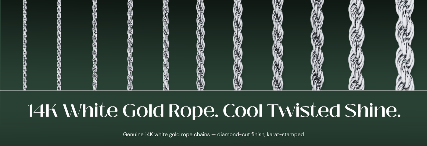 Italian 14K white gold rope chains