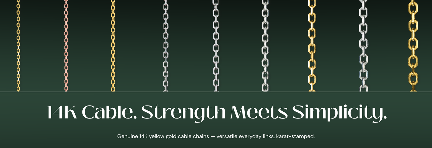 Italian 14K yellow gold cable chains