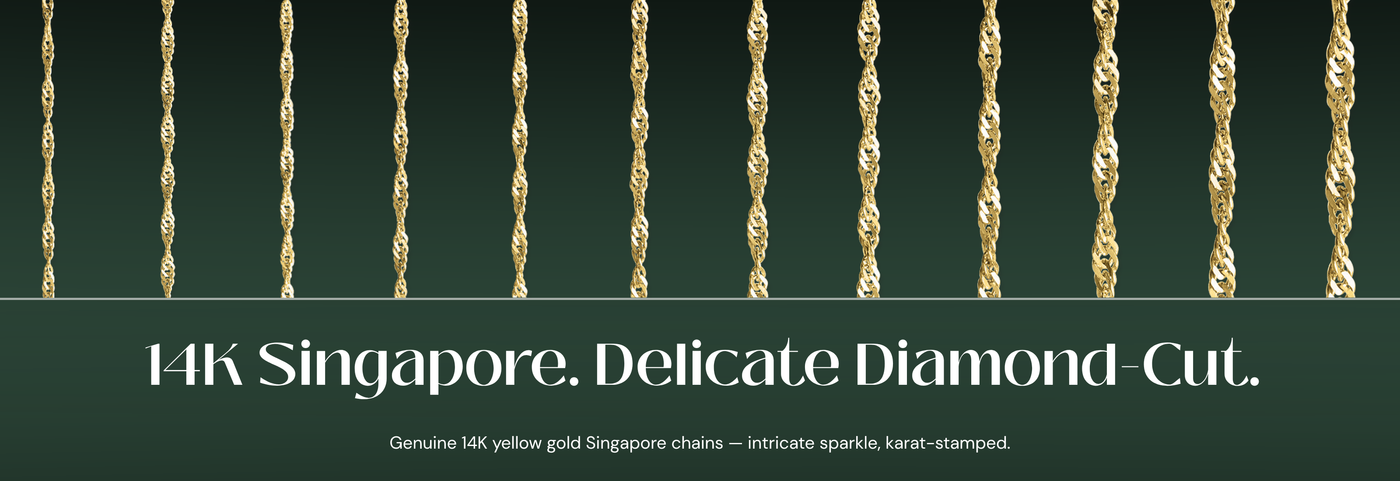 Italian 14K yellow gold Singapore chains