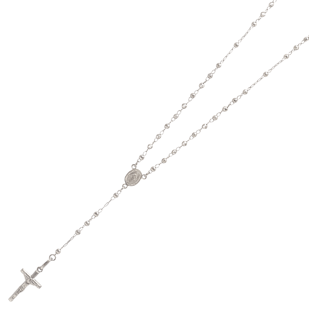 14k DIAMOND CUT ROSARIES 2.50mm - 7.00mm Chain Religious Necklace