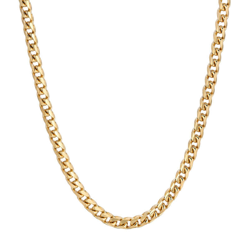 Corrente FRANCO com corte de diamante em ouro amarelo maciço 10K REAL de 1,00 mm-5,00 mm