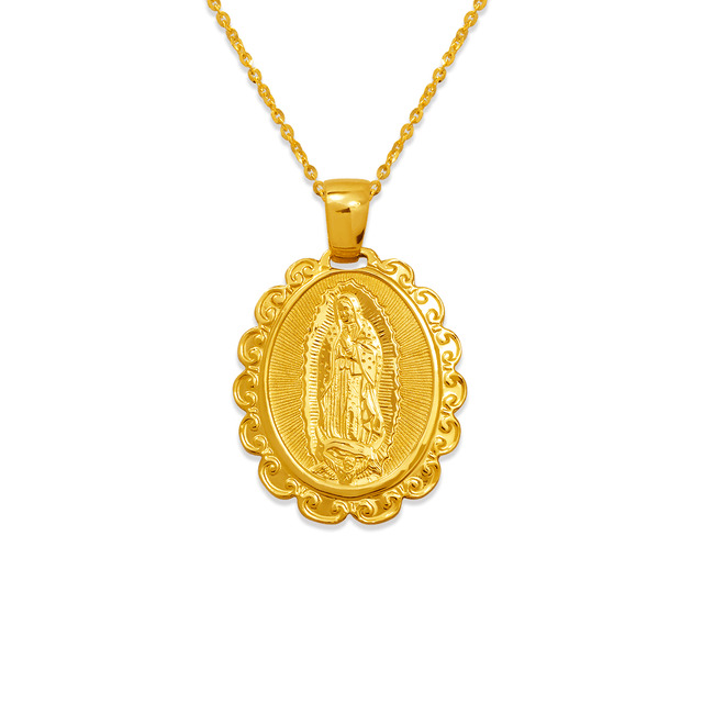 14K yellow gold Guadalupe religious pendant | Italian made | ItalianFashions