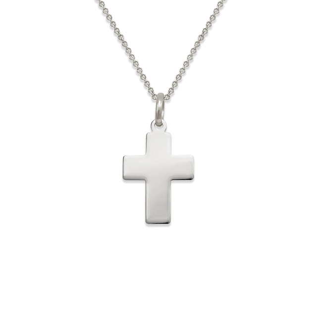 Pingente religioso com cruz de alto polimento em ouro amarelo 14K