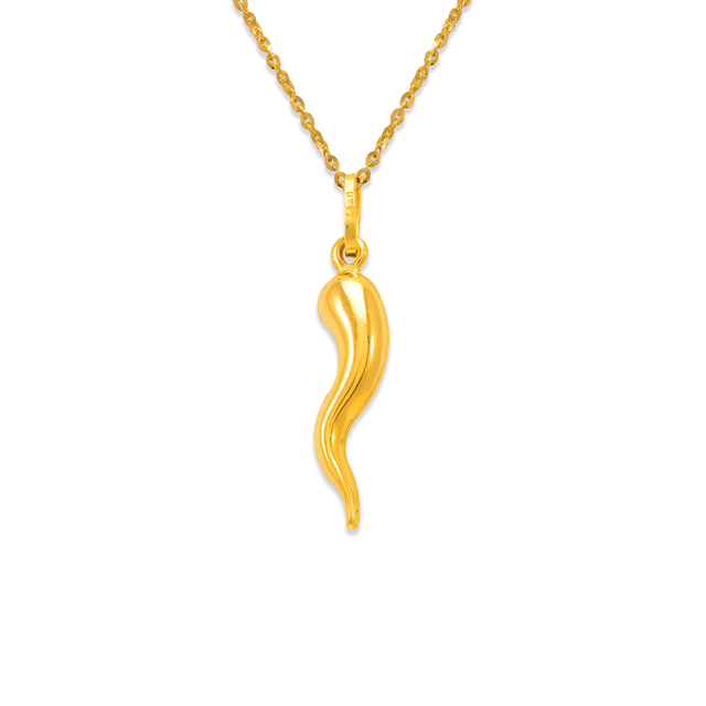 14K yellow gold Italian horn charm pendant