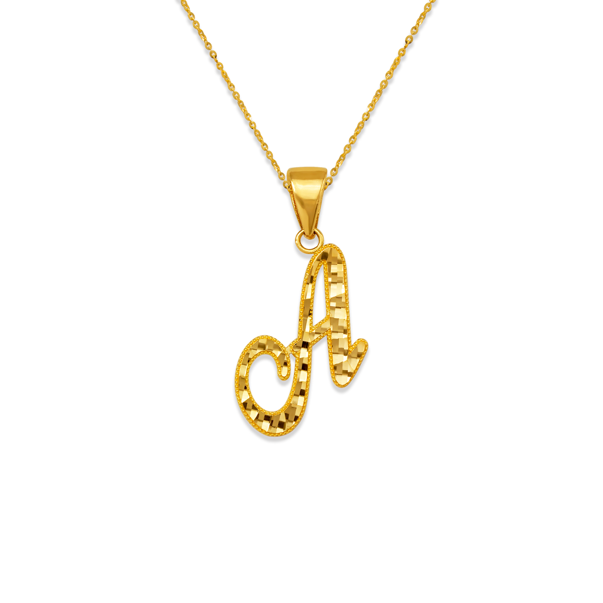 Colgante con letra cursiva inicial de oro amarillo de 14 quilates AZ
