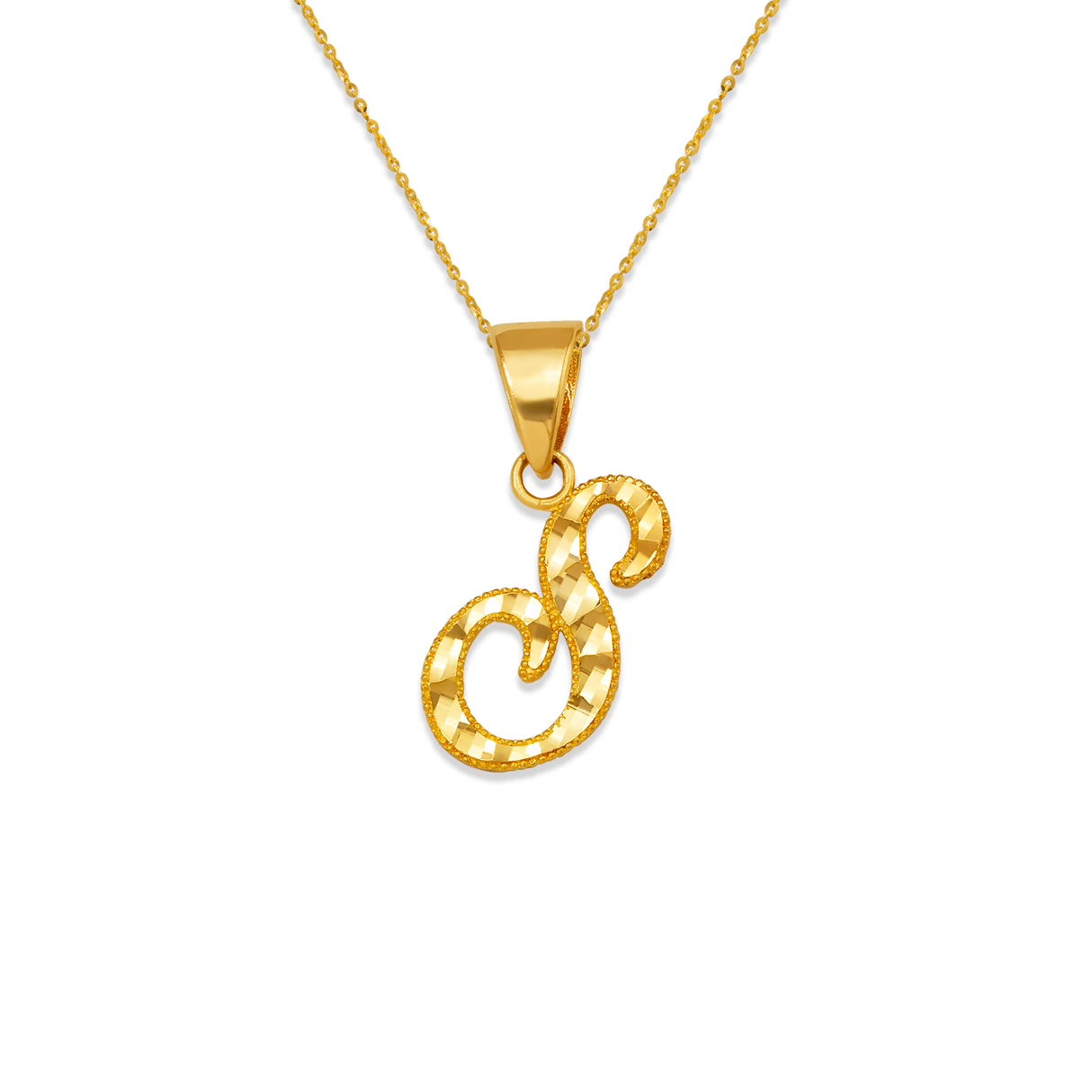 Colgante con letra cursiva inicial de oro amarillo de 14 quilates AZ