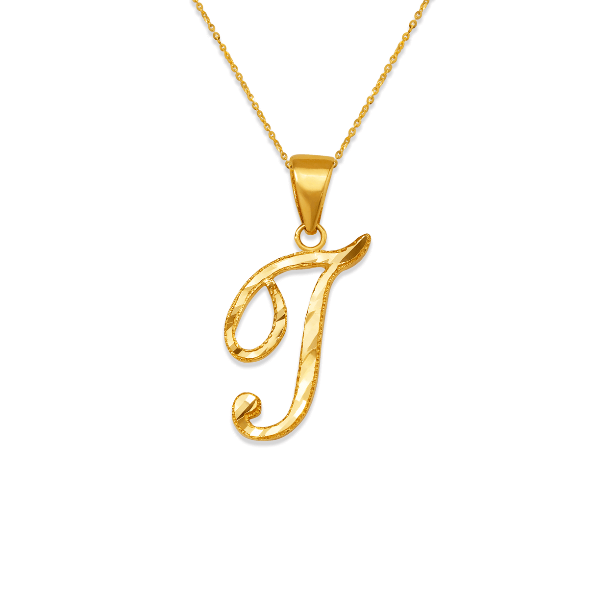 Pingente de letra cursiva inicial em ouro amarelo 14K AZ