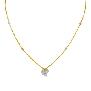 14K Yellow Tricolor Charm Necklace
