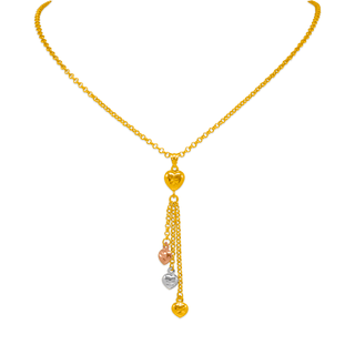 Collar con dije tricolor amarillo de 14 quilates