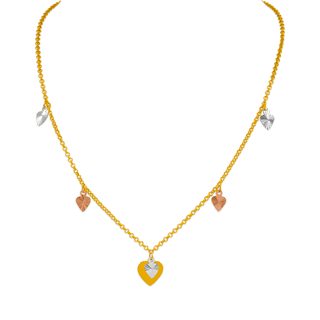 Collar con dije tricolor amarillo de 14 quilates 239-100-107T