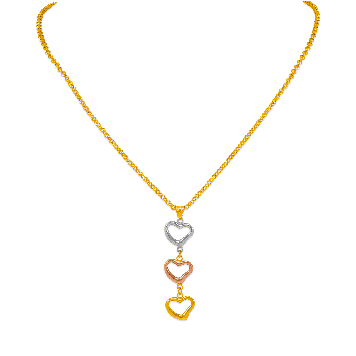 Colar Tricolor Amarelo 14K