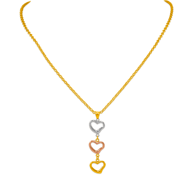 Collar con dije tricolor amarillo de 14 quilates