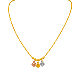 14K Yellow Tricolor Charm Necklace